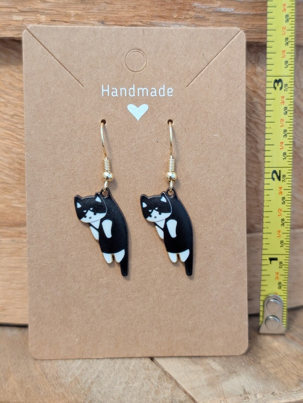 Cat Enamel Metal Earrings NEW